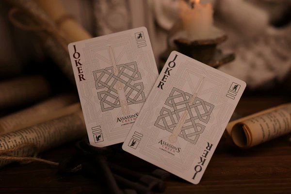 Room One Assassin's Creed Legacy Playing Cards, Black Hidden Blade Edition, Poker Size Collectible Card Deck with Custom Artwork and Embossed Foil Sleeve