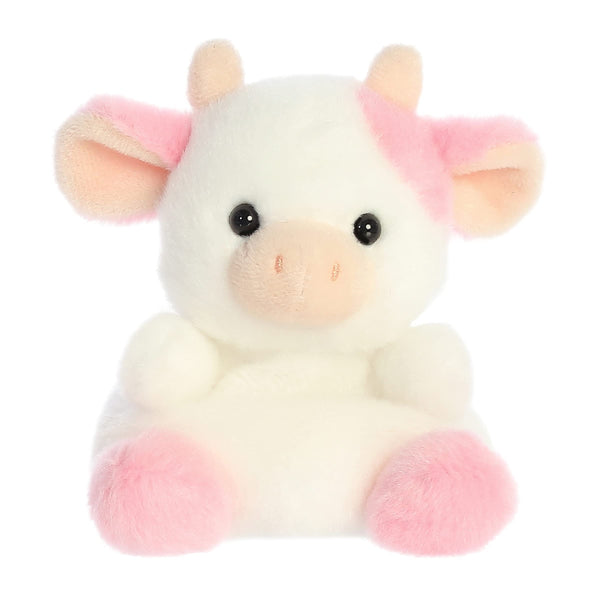 Aurora® - Palm Pals™ - 5" Belle Strawberry Cow™ Stuffed Animal - Pocket-Sized Collectible Cow Plush Toy, Soft Pink & White - 5 Inches