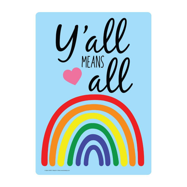Ya'll Means All Metal Sign - Easy-to-Hang Wall Decor - Fun Tin Signs for Man Cave - Metal Dorm Room Decorations, Garage Signs, and Man Cave Signs