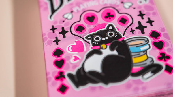 Bicycle Kawaii Cat Playing Cards – Cute Anime Feline Themed Deck with Custom Court Cards & Fluorescent UV Ink, Poker Size, Pink