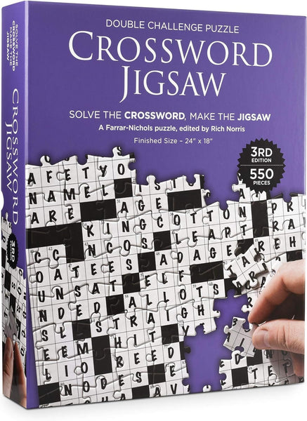 Dual Challenge Crossword Jigsaw Puzzle 3rd Edition - 2 in 1 Fun Educational Interactive Brain Building for Adults & Families, 550 Pieces