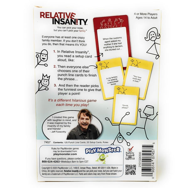 PlayMonster - Relative Insanity Mini Game - You Can Pick Your Nose, But You Can't Pick Your Family - Laugh Till You Drop Family Games Night, Designed by Comedian Jeff Foxworthy, 4+ Players Ages 14+