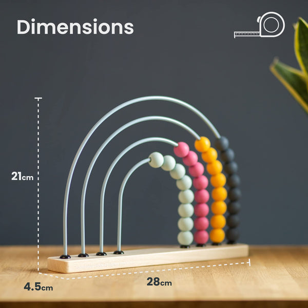Bigjigs Toys FSC Certified Rainbow Abacus - Eco Wooden Abacus for Kids & Toddlers, 32 Food-Grade Silicone Beads, Early Development & Activity Toys, Quality Counting Toys, Ages 1+