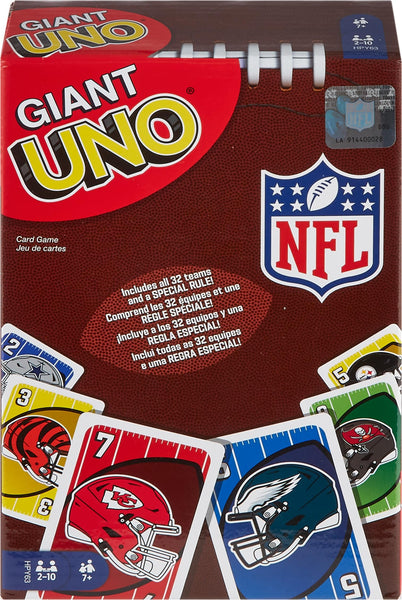 Mattel Games Giant UNO NFL Game for Kids, Adults & Family with Oversized Cards, 2-10 Players Ages 7+