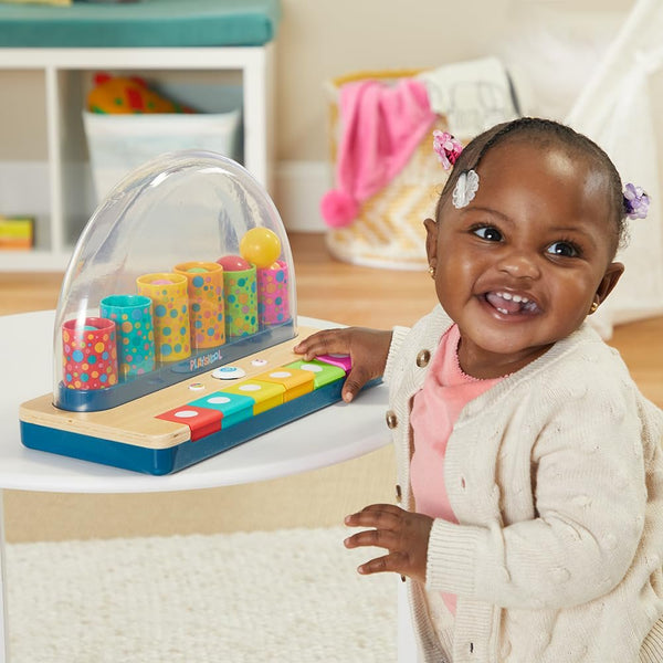 Playskool Little Wonders Pop-A-Tune Toy - Colorful Tubes & Keys Teach Cause & Effect - Silly Sounds and Classic Piano - for 12 Months+