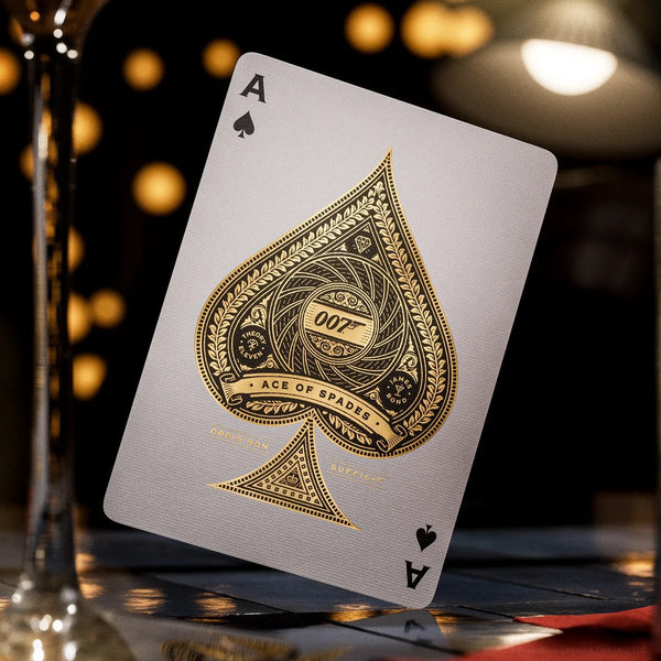 theory11 James Bond 007 Special Edition Box Set – Collector Playing Cards with 3 Gold Edition Decks + Solid Brass 007 Pen & Secret Hidden Compartment – Luxury Gift for 007 Fans & Card Enthusiasts