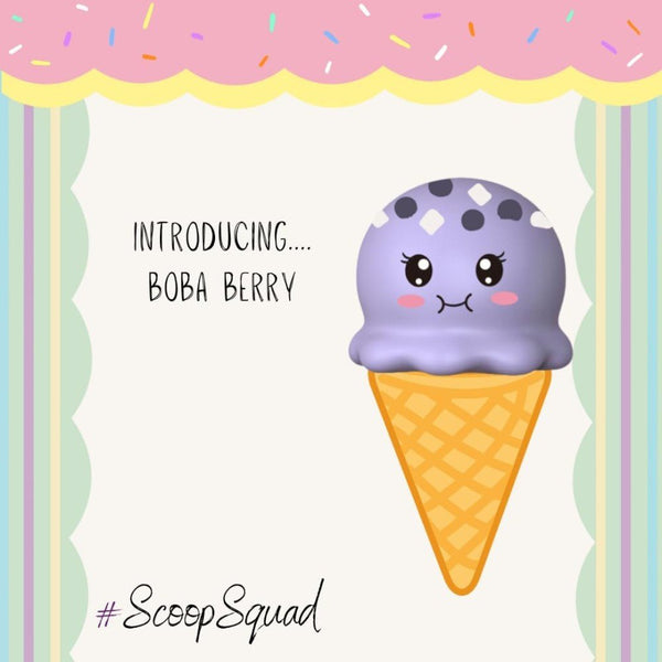 Kalan Scoop Squad Boba Berry - Cute Squishy Ice Cream Scoop Toy, Stress Relief Fidget Squeeze Toy for Kids & Adults