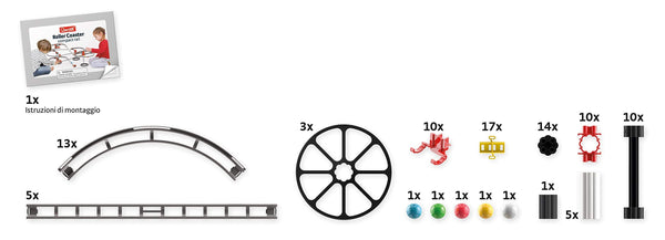 Quercetti 06429 Roller Coaster Starter Set, Skyrail Marble Run Suspension Tracks, Ages 6+