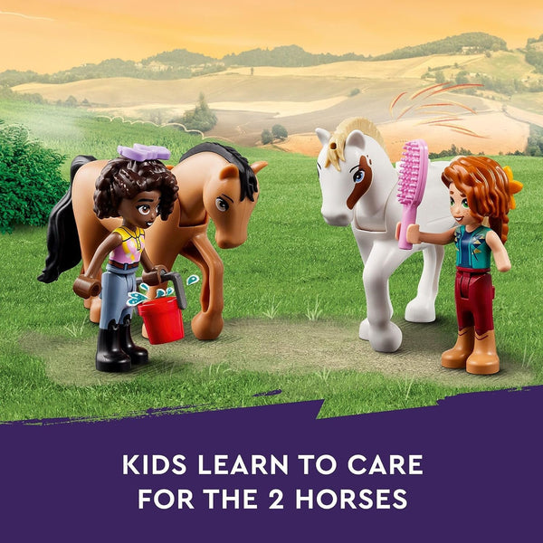 LEGO Friends Autumn’s Horse Stable 41745 Building Toy, Role-Play Fun for Kids Ages 7+, with 2 Mini-Dolls and 2 Horses, Carriage and Riding Accessories, A Gift Birthday Gift for Kids Who Love Horses