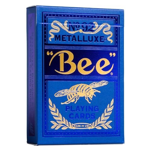 Bee Metalluxe Premium Playing Cards Variety Pack - Blue and Red Foil Diamond Back Set of 2 Decks, Poker Size Standard Index
