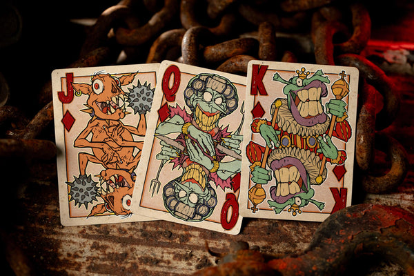 Kings Wild Project Overbite Red Luxury Playing Cards, Standard Edition, Poker Size Custom Index Deck, Monster-Themed Collectible Cards