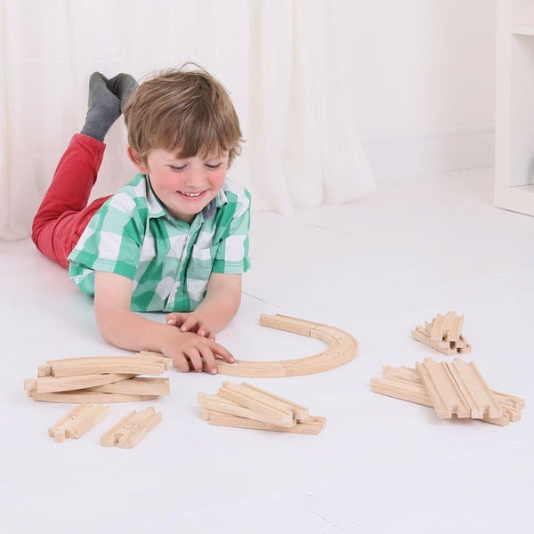 Bigjigs Rail Curves and Straights Expansion Pack - Compatible With Other Major Rail Brands
