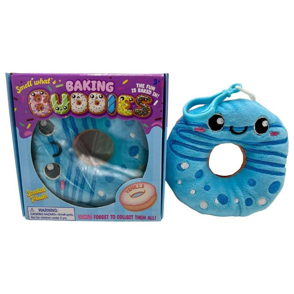 Kalan Baking Buddies Vanilla Bean Donut Scented Plush Bag Clip – Cute Clip-On Keychain, Soft Donut Plushie with Sweet Vanilla Aroma – Collectible Accessory for Kids & Teens
