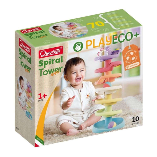 Quercetti Spiral Tower Evo - PlayEco+ Educational and Sustainable Toy for Ages 1+