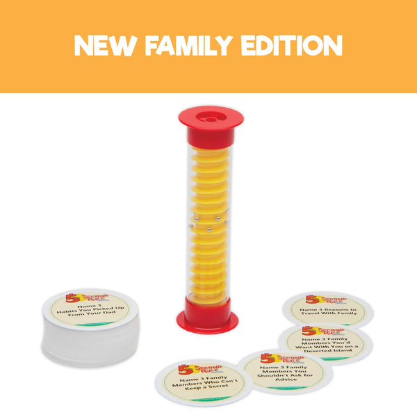 5 Second Rule Game Family Edition (Mini Tube) - Simple Question Card Game for Family Fun, Party, Kids, Travel, Game Night & Sleepovers - Think Fast and Shout Out Answers - for Ages 8+