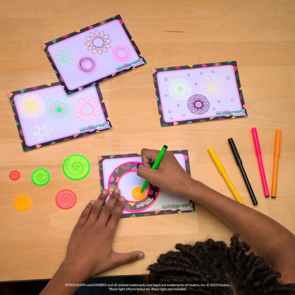Spirograph Neon Drawing Set – Drawing Kit, Arts and Crafts, Kids Toys, Art Supplies, Spiral Art, Kids Drawing Kit, Neon Markers, Design Sheet Included, Screen-Free Kids Activities, Ages 8+