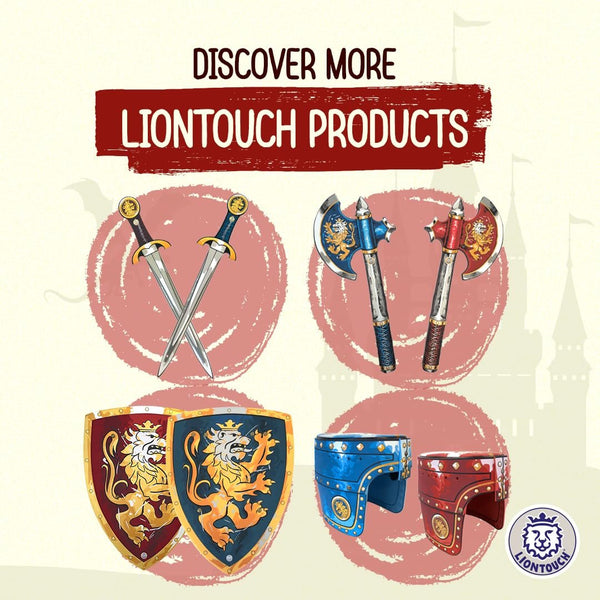 Liontouch - Noble Knight Cape for Boys, Blue & Red | Age 3-8 Years - One Size Fits All | Medieval Pretend Play Toy Cloak for Kids | Dress Up, Fancy Dresses, Cosplay & Royal Knight Costume Accessories