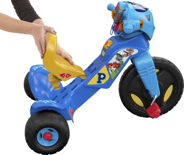 Fisher-Price PAW Patrol Lights & Sounds Trike Bike Toddler Tricycle with Handlebar Grips and Storage for Preschool Kids
