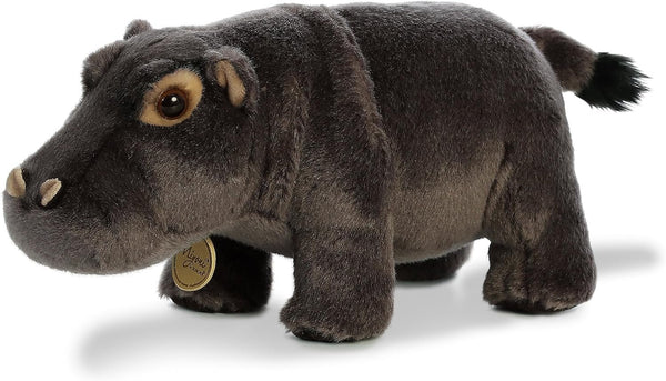 Aurora® Adorable Miyoni® Hippopotamus Stuffed Animal - Lifelike Detail - Cherished Companionship - Gray 10.5 Inches
