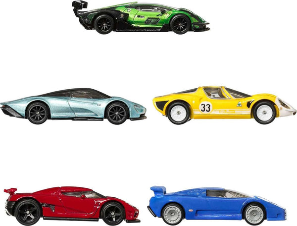 Hot Wheels Premium Car Culture Speed Machines 5-Pack of Toy Cars, Full Metal Body, Real Riders Tires, 1:64 Scale Sports Cars, for Collectors
