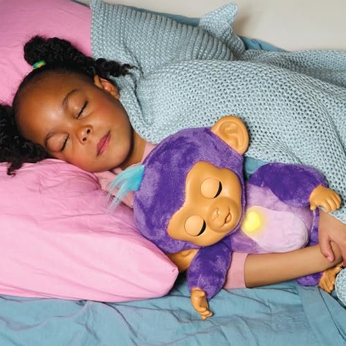 Fingerlings Care ‘n’ Cuddles Interactive Baby Monkey, Sunny (Purple), 150+ Sounds and Reactions, Heart Lights Up, Toy for Ages 3+