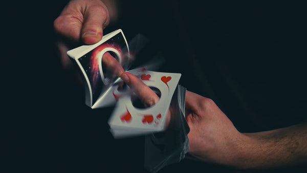 ORBIT Black Hole Playing Cards - Limited Edition Slimline Deck, B9 True Linen Finish by Cartamundi - Design by Joe Feldpausch & Daniel Schneider - Warped Face Design for Cardistry, Magic & Collectors