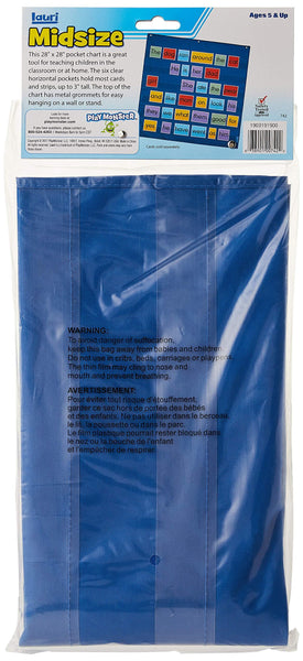 Lauri Pocket Chart Midsize With 6 Clear Horizontal Pockets, 28" x 28"