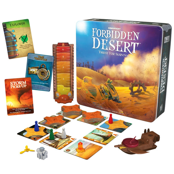 Gamewright - Forbidden Desert - Thirst For Survival, The Cooperative Strategy Survival Desert Board Game, 2-5 Players Ages 10+