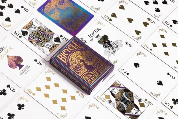 Bicycle Peacock Purple Premium Playing Cards - Gold Cold Foil Accents, Dazzling Design, Smooth Finish, Poker Size Standard Index