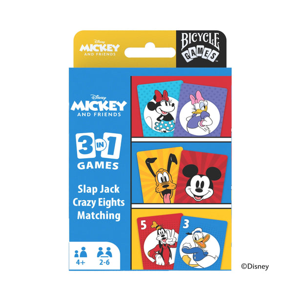 Bicycle Disney Games Bundle: 3 in 1 Mickey Card Games, 3 in 1 Pixar Card Games, and Disney Pixar Forks: Plays Like Spoons, Includes 7 Different Games