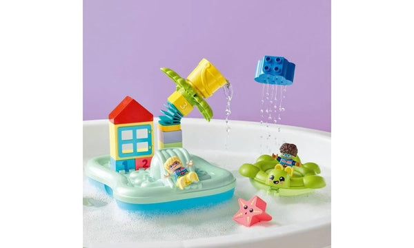 LEGO DUPLO Town Water Park 10989 Educational Building Bath Toy Set for Toddlers Ages 2+, Features a Floating Turtle Ring and Water Bucket to Encourage Imaginative Play in The Bath