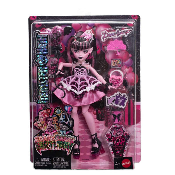 Monster High Scary Sweet Birthday Draculaura Doll in Party Dress With Balloon & Gift