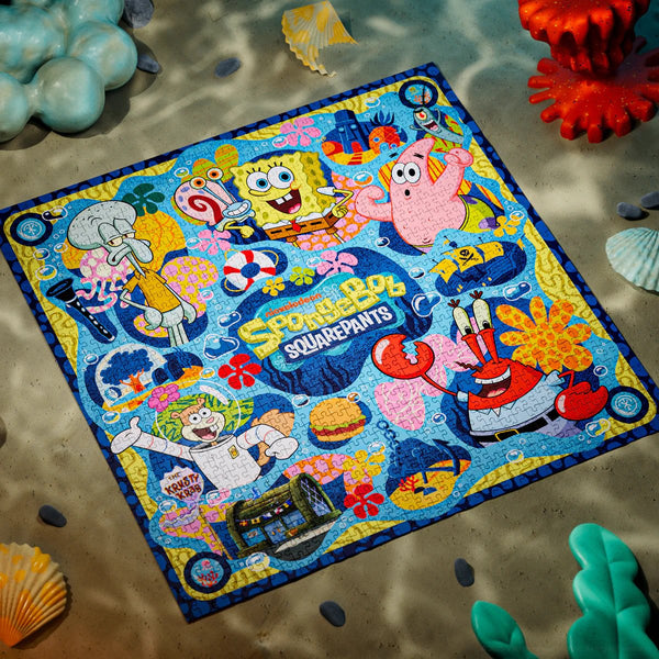 theory11 SpongeBob SquarePants Jigsaw Puzzle - Dive into Bikini Bottom - Officially Licensed 1,000 Piece Intermediate Puzzle for Ages 14+