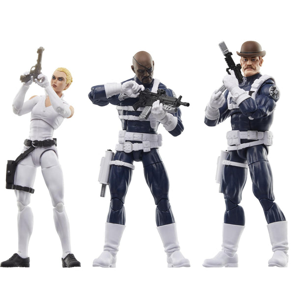 Marvel Captain America Legends Series S.H.I.E.L.D. Dum Dum Dugan, Nick Fury Jr. and Sharon Carter 6" Action Figures 3-Pack, Ages 4+