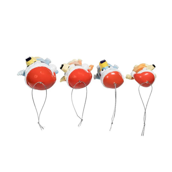 Kurt S. Adler Bluey & Family 4-Piece Christmas Ornament Set – Officially Licensed Bluey, Bingo, Chilli & Bandit with Santa Hats – Holiday Tree Decoration Gift for Kids, Fans & Collectors