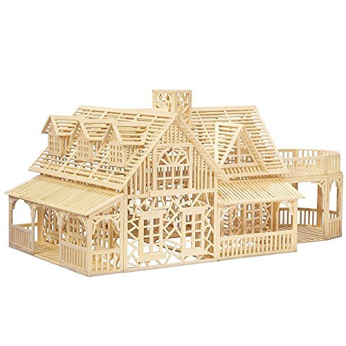 Matchitecture - Country House - Wooden Beam Construction Kit - Cut, Glue and Assemble to Create a 3D Design - 2300 Pieces, 1+ Players Ages 14+