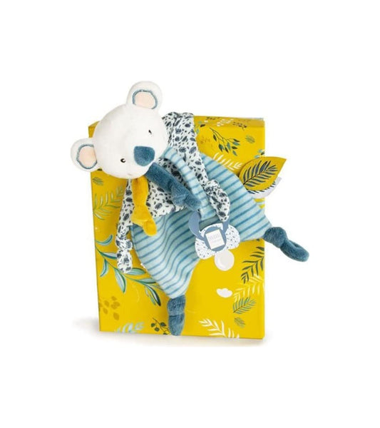 Doudou et Compagnie Yoca the Koala Pacifier Clip (DC3665) – Soft Plush Pacifier Holder for Babies in Gift Box for Boys & Girls