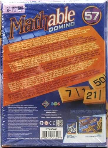 Family Games America - Mathable Domino - The Cross Number Game, 57 Piece Set, 2-4 Players Ages 9+