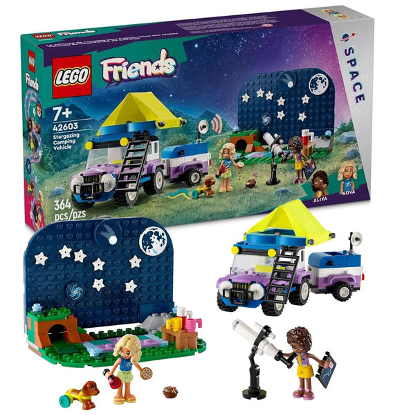 LEGO Friends Stargazing Camping Vehicle Adventure Toy, Includes 2 Mini-Dolls, Camping Trailer, Telescope Toy, and a Dog Figure, Science Toy Gift Idea for Girls, Boys and Kids Ages 7 and Up, 42603