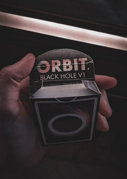 ORBIT Black Hole Playing Cards - Limited Edition Slimline Deck, B9 True Linen Finish by Cartamundi - Design by Joe Feldpausch & Daniel Schneider - Warped Face Design for Cardistry, Magic & Collectors
