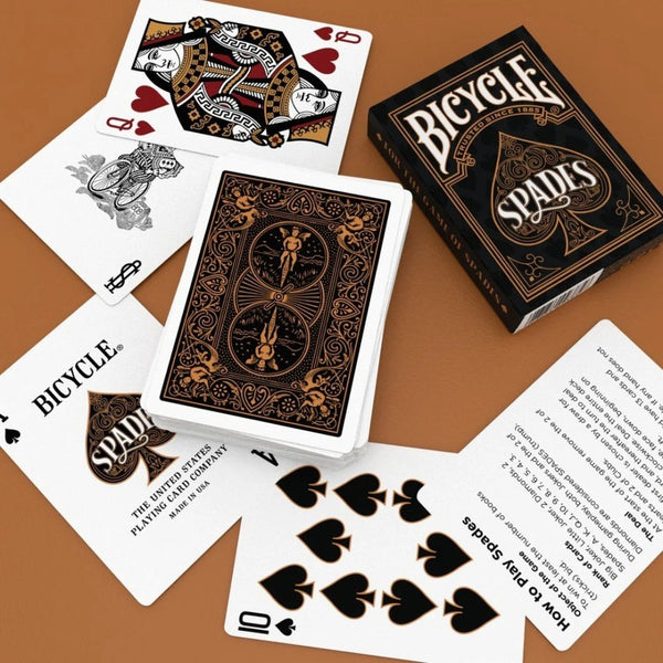 Bicycle Spades Playing Cards - Gold‑Trimmed Trump Suits, Air‑Cushion Finish, Includes Rules - High‑Quality Spades Card Game Deck