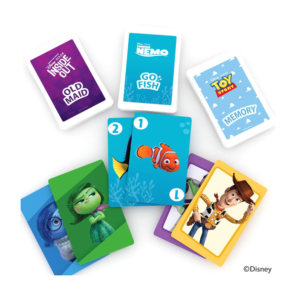 Bicycle Disney and Pixar 3-in-1 Card Games, Old Maid, Go Fish & Memory, Featuring Toy Story, Finding Nemo & Inside Out Characters, Kids Card Games Ages 4+, Family Games for 2-6 Players