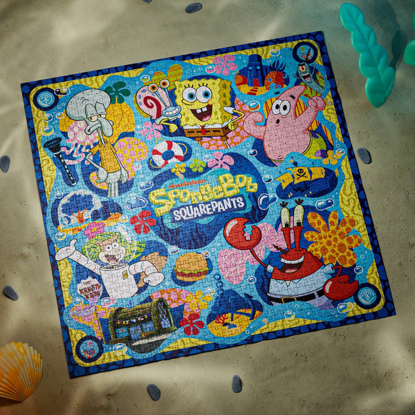 theory11 SpongeBob SquarePants Jigsaw Puzzle - Dive into Bikini Bottom - Officially Licensed 1,000 Piece Intermediate Puzzle for Ages 14+