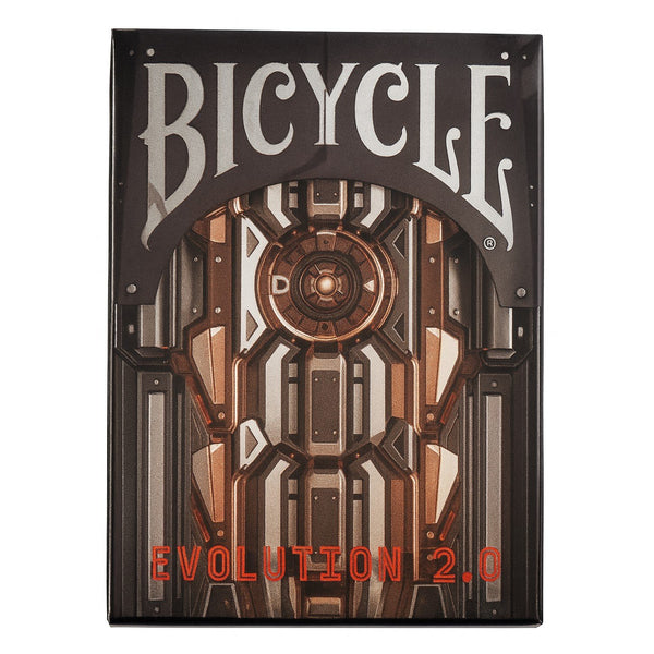Bicycle Evolution 2.0 Playing Cards, Poker Size Custom Index, Cyber Metallic Red/White/Grey Back Design, Includes Gaff & Jokers, Premium USPCC Deck for Cardists, Magicians & Collectors
