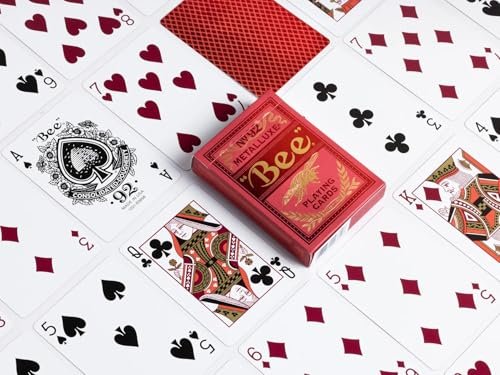 Bee Metalluxe Premium Playing Cards Variety Pack - Blue and Red Foil Diamond Back Set of 2 Decks, Poker Size Standard Index