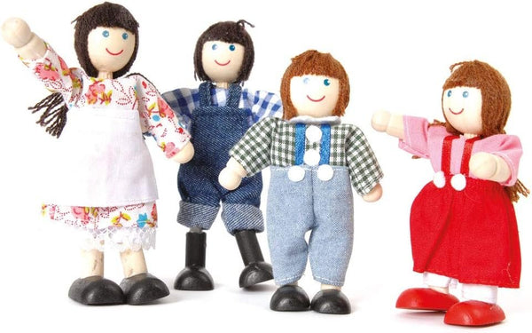 Tidlo Wooden Farm Family Set – 4-Piece Poseable Farmer Figurines for Dollhouses & Farm Playsets – Durable Wooden People for Imaginative Play, Preschool Learning, and Farm Toys Accessories