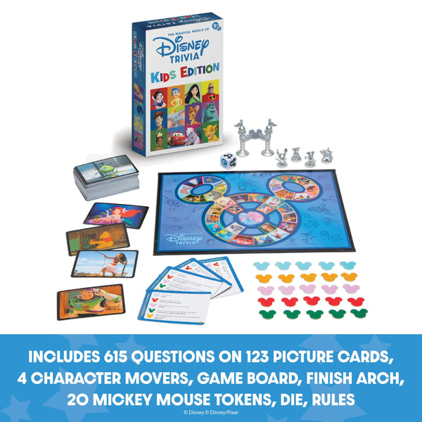 PlayMonster The Magical World of Disney Trivia Board Game - Kids Edition - 615 Questions for Disney Fans, Family & Travel Game, 2+ Players Ages 5+