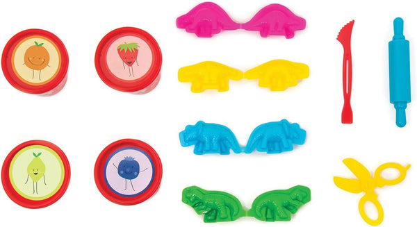 Dinosaur Land Dough Kit - Scented Modeling Dough Craft Kit w/Molds & Tools, Non-Toxic, Blueberry, Strawberry, Lime, Orange, Kids Age 3+