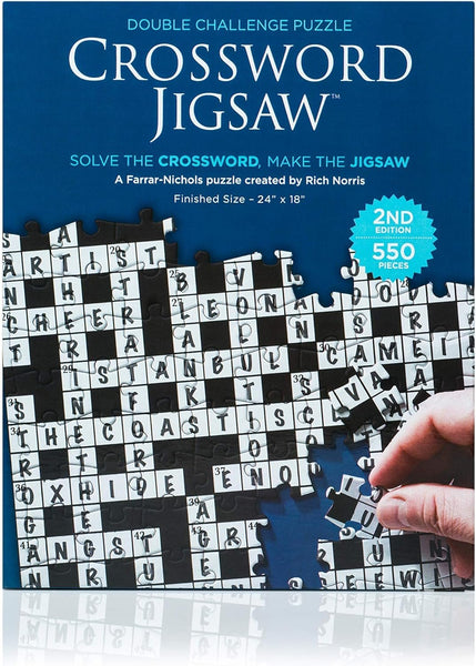 Dual Challenge Crossword Jigsaw Puzzle 2nd Edition - 2 in 1 Fun Educational Interactive Brain Building for Adults & Families, 550 Pieces