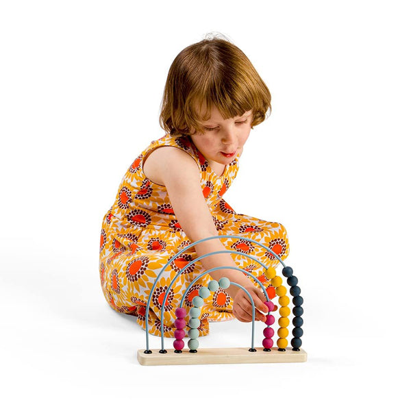 Bigjigs Toys FSC Certified Rainbow Abacus - Eco Wooden Abacus for Kids & Toddlers, 32 Food-Grade Silicone Beads, Early Development & Activity Toys, Quality Counting Toys, Ages 1+